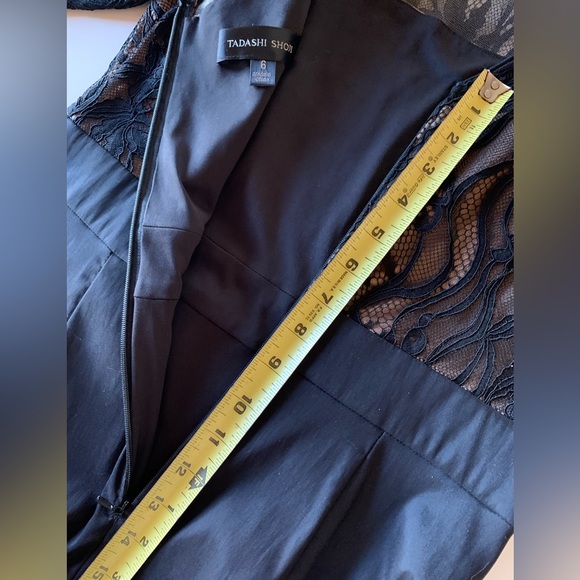 Long Holiday New Years Party Dress  with Slit. Lace bodice & sleeves.Never Worn - Picture 11 of 12